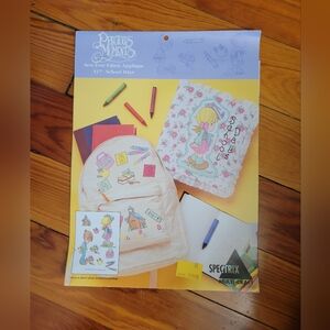 Precious Moments Sew-Free Fabric Applique set School Days 517 vintage